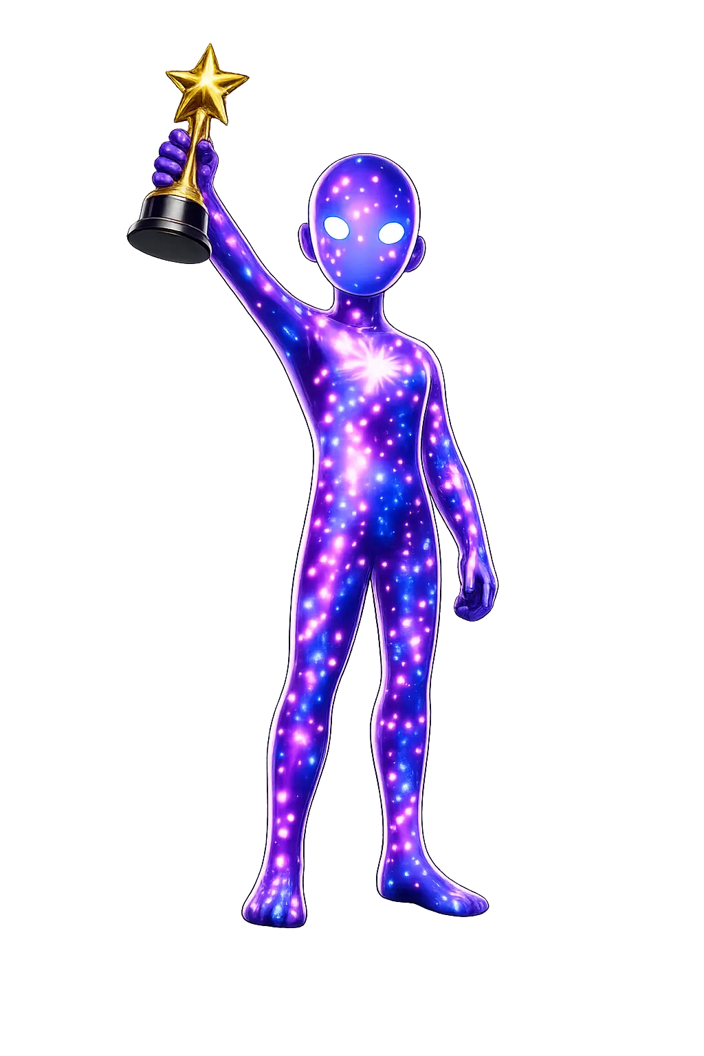 Figura celestial alzando un trofeo de estrella dorada